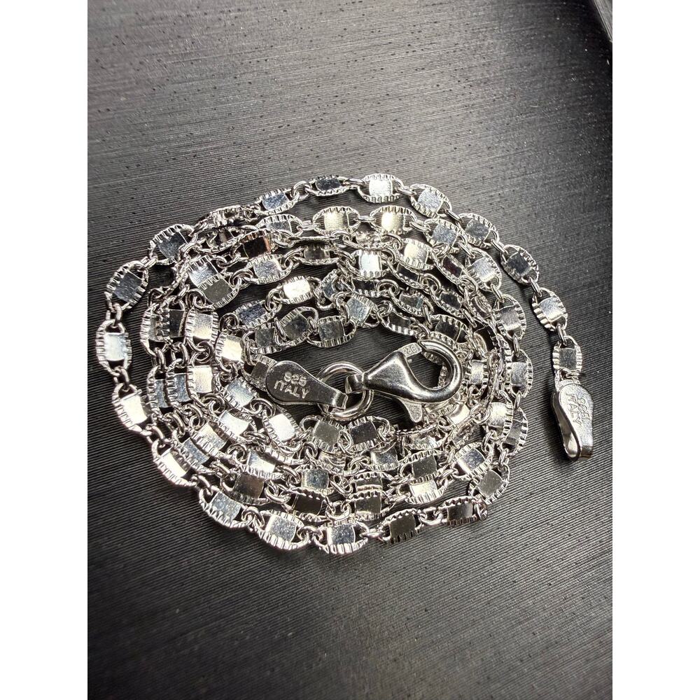 Solid 925 Italian Sterling Silver Valentino Chain Necklace 18” Long 2.5mm Wide - Picture 6 of 7